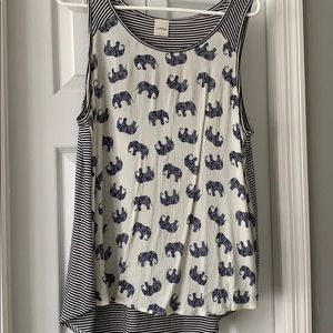 Sleeveless top with elephant design on the front